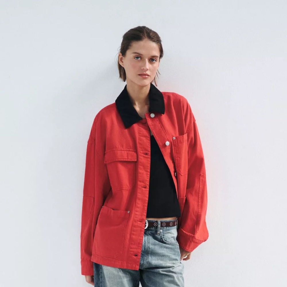 Red Zara Jacket with Black Collar